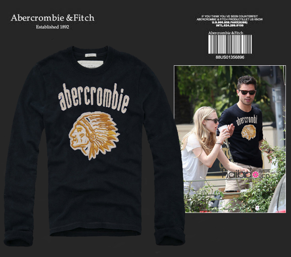 Abercrombie Fitch Hombres De Cuello Redondo Con Gente Fotos Largo Remera AF6050